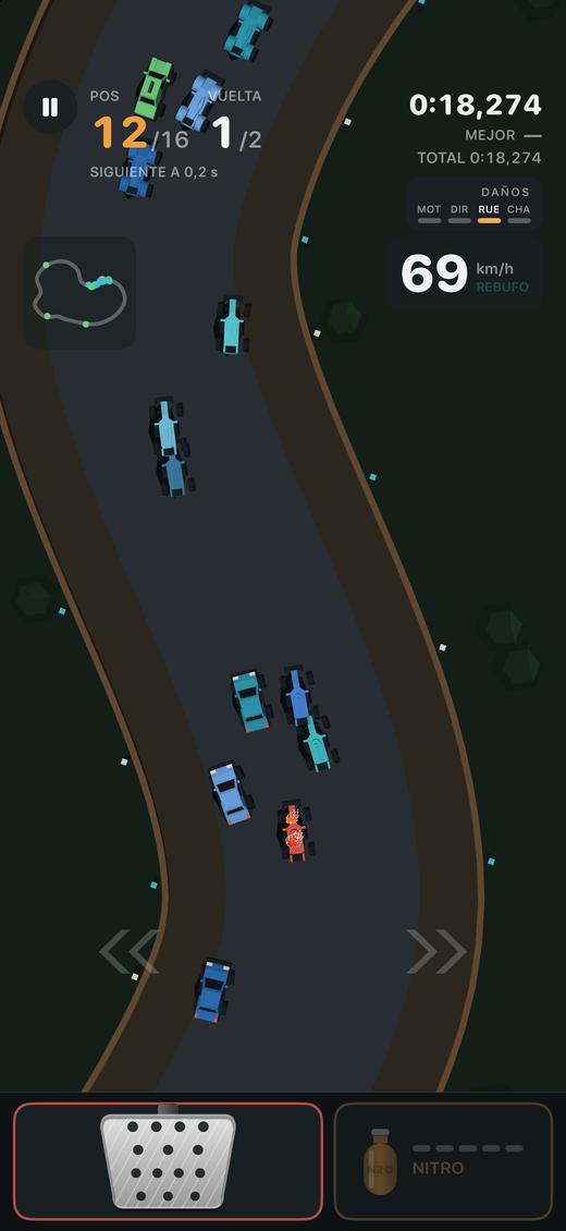 Una carrera en marcha, vista desde arriba