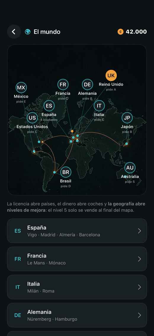 El mapa del mundo con los países del calendario